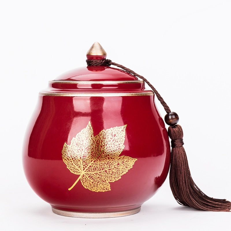 Avtoit | Ceramic Teapot Tea Cajon Tea Box Storage Tea Container Moisture-Proof Sealed Tank Storage Tank Candy Jar Storage Box