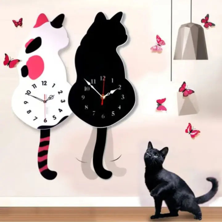 Avtoit | Charming Cat Wall Clock with Swinging Tail