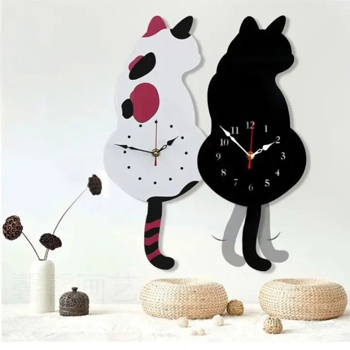 Avtoit | Charming Cat Wall Clock with Swinging Tail