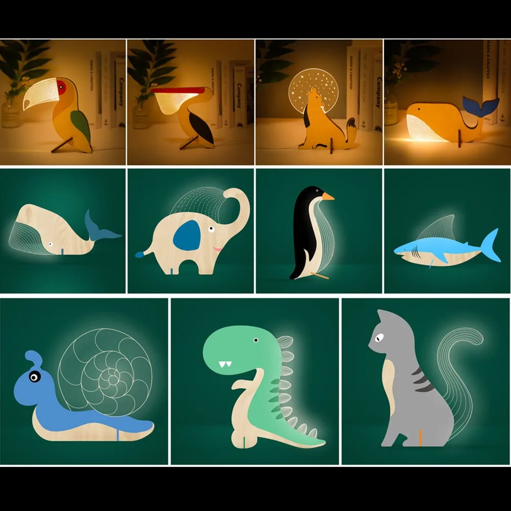 Avtoit | Charming Wooden Animals LED Bedside Lamps