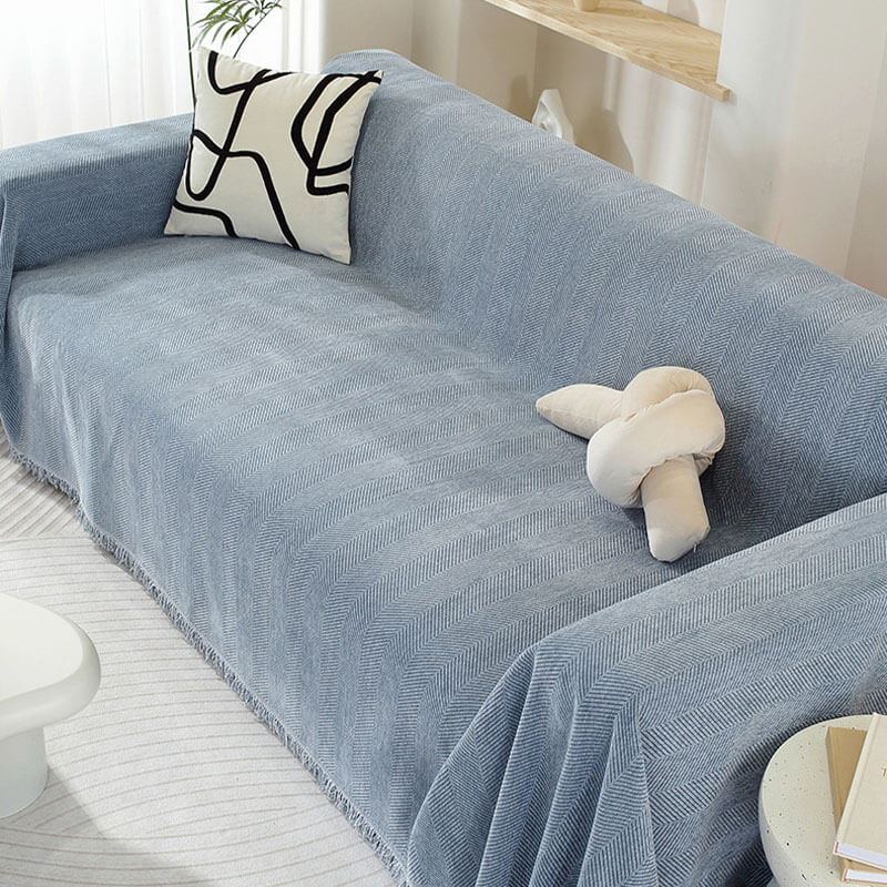 Avtoit | Chenille Blanket Herringbone Tassel Sofa Cover
