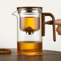 Avtoit | Elegant Teapot Made of Glass with Wooden Handle – Transparent Teapot for Tea Enjoyment