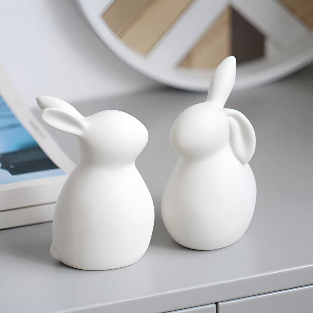 Avtoit | ConeyBliss Minimalist Ceramic Bunny – Elegant White Easter Rabbit Figurine Decor