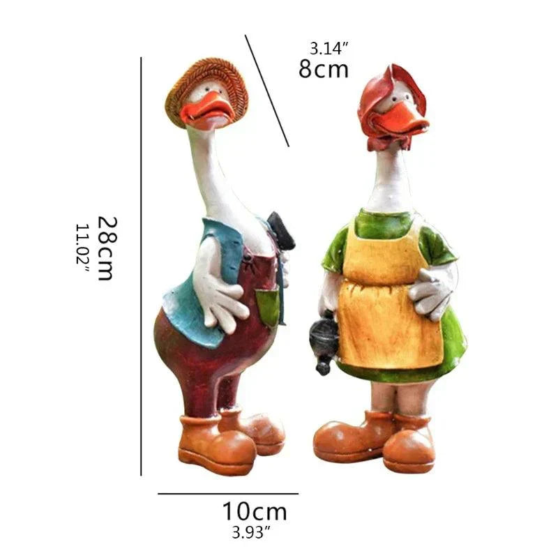 Avtoit | Hand-Painted Duck Couple Garden Ornaments – Elegant Resin Duck Statues for Outdoor & Indoor Decor