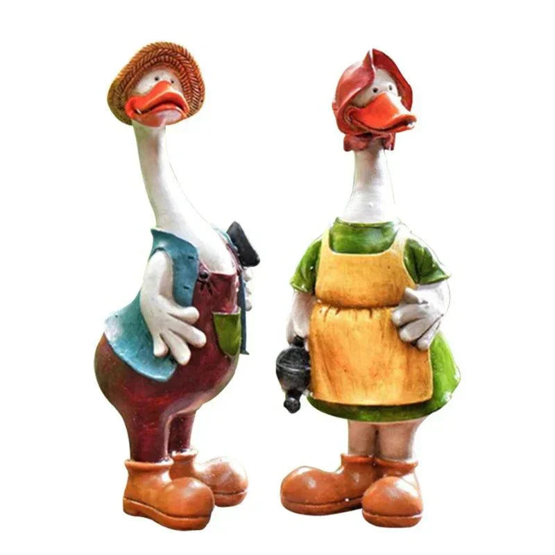 Avtoit | Hand-Painted Duck Couple Garden Ornaments – Elegant Resin Duck Statues for Outdoor & Indoor Decor