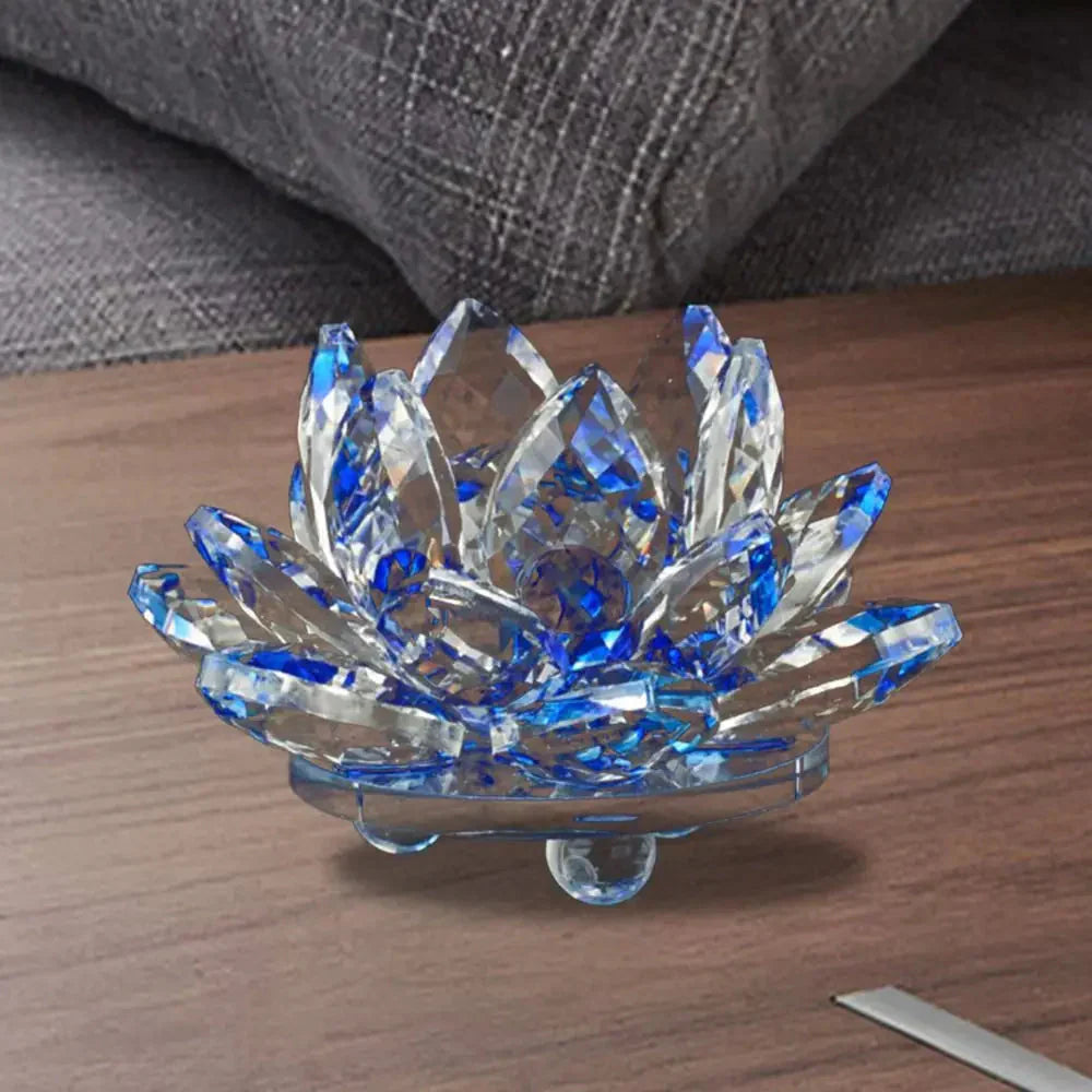 Avtoit | Crystal Lotus Flower Figurine Home Wedding Decoration Glass Art Collection Paperweight Office Table Ornaments Souvenir Gifts