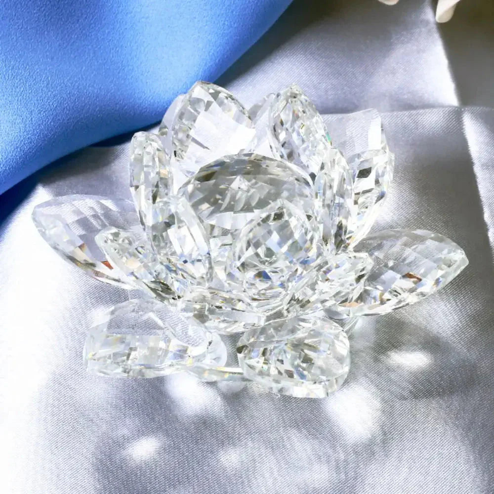 Avtoit | Crystal Lotus Flower Figurine Home Wedding Decoration Glass Art Collection Paperweight Office Table Ornaments Souvenir Gifts