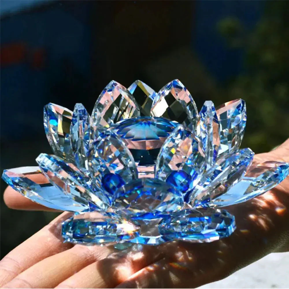 Avtoit | Crystal Lotus Flower Figurine Home Wedding Decoration Glass Art Collection Paperweight Office Table Ornaments Souvenir Gifts