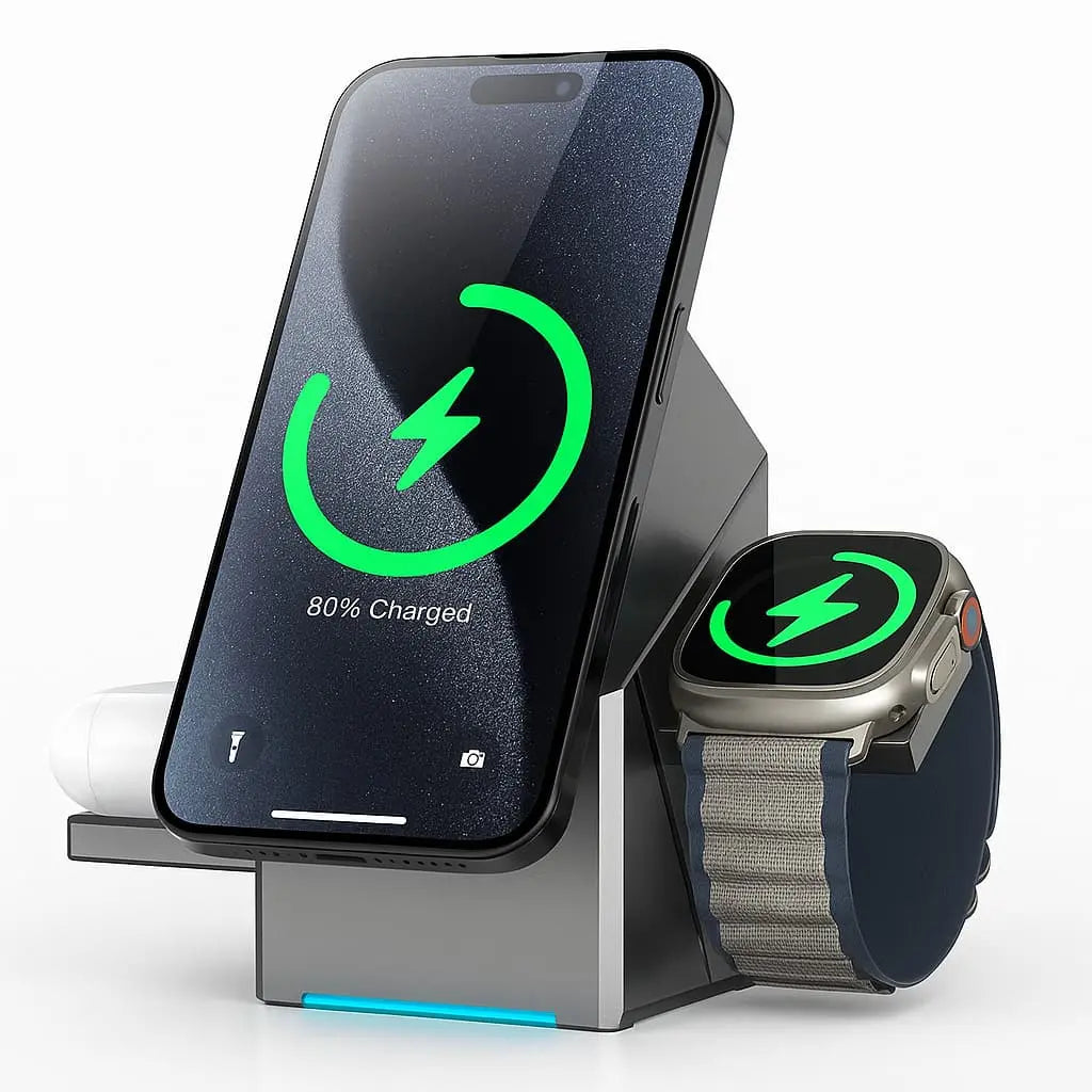 Avtoit | CubeCharge 3-in-1 Charging Station – Wireless Fast Charging for iPhone, Watch & AirPods