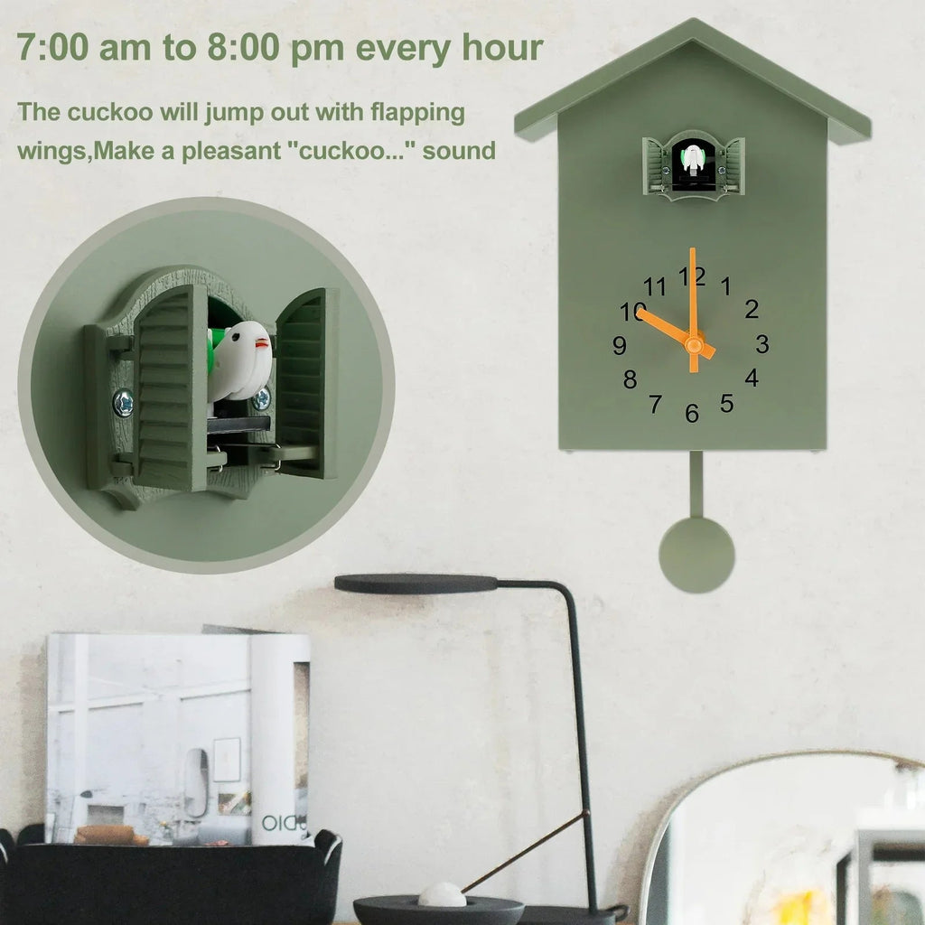 Avtoit | Cuckoo Clock Cuckoo Sound Clock with Pendulum Delicate Cuckoo Clock Bird Battery Operated Cuckoo Wall Clock for Living Room Decor