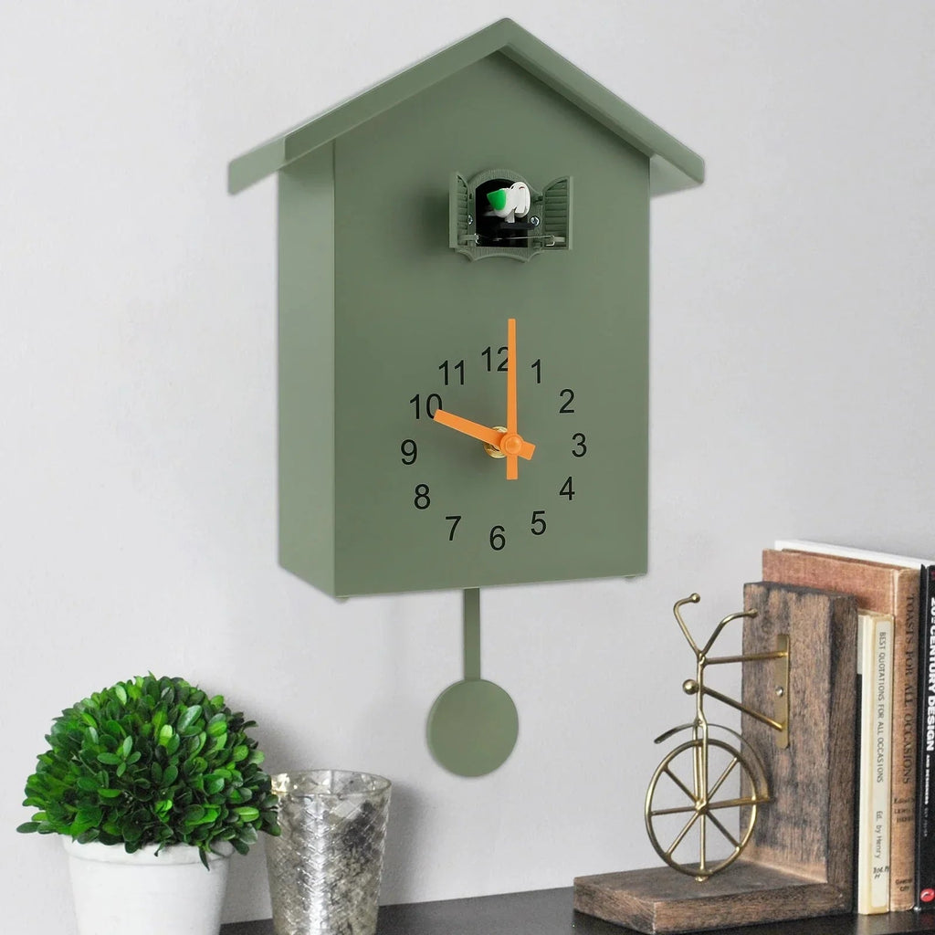 Avtoit | Cuckoo Clock Cuckoo Sound Clock with Pendulum Delicate Cuckoo Clock Bird Battery Operated Cuckoo Wall Clock for Living Room Decor