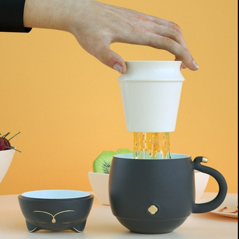 Avtoit | Cute cat tea cup made of ceramic with strainer