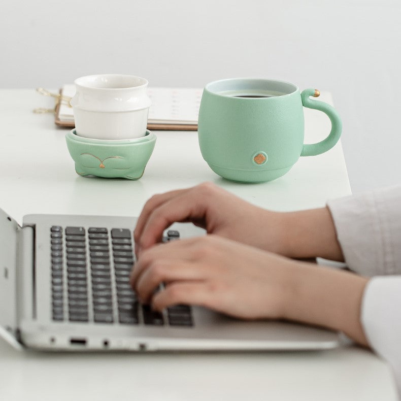 Avtoit | Cute cat tea cup made of ceramic with strainer