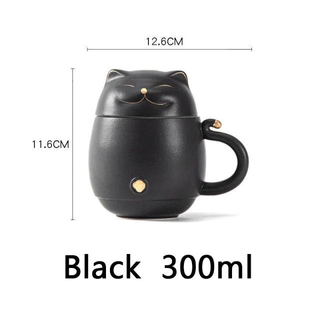 Avtoit | Cute cat tea cup made of ceramic with strainer