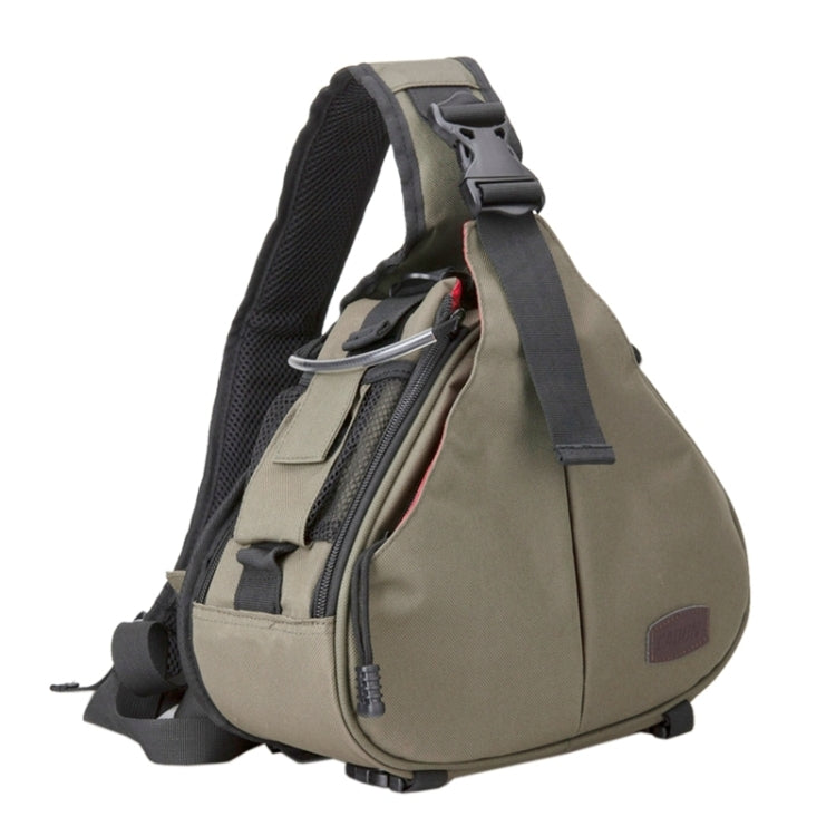 Avtoit | CADEN Triangle Tscope Sling Shoulder Cross Digital Camera Bags Case Soft Bag with Rain Cover for Canon Nikon Sony K1, Size: 36*31*15cm (Army Green)