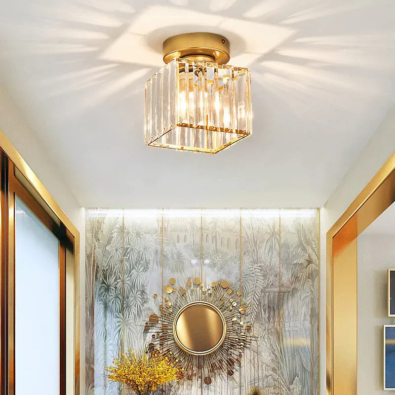 Avtoit | Modern Crystal Ceiling Light with Gold and Black Accents – Stylish Lighting for Your Home