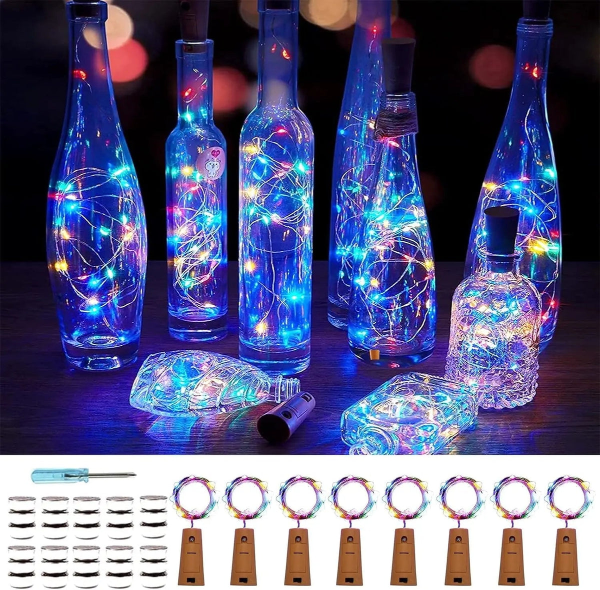 Avtoit | DIY Bottle Light with Cork – 20 LED Light Chain for Bottles in Warm White