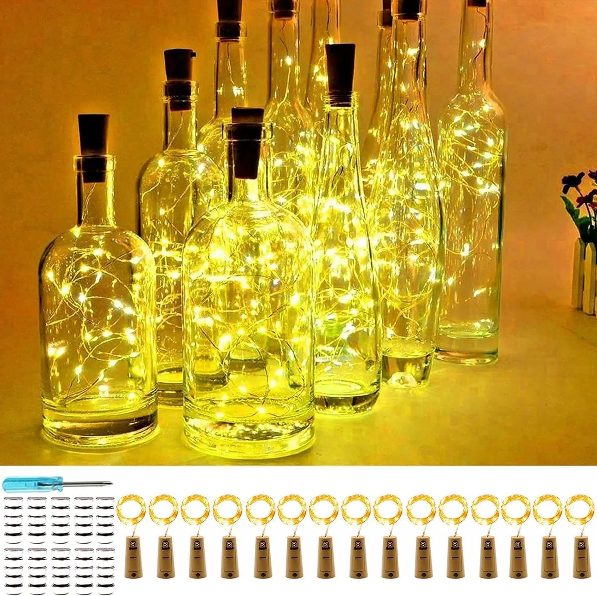 Avtoit | DIY Bottle Light with Cork – 20 LED Light Chain for Bottles in Warm White