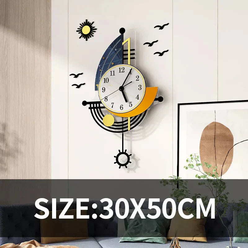Avtoit | Decorative Wall Clock Navigation Sailboat Creative Design Clock Indoor Clock Decoration Living Room Background Wall Decor