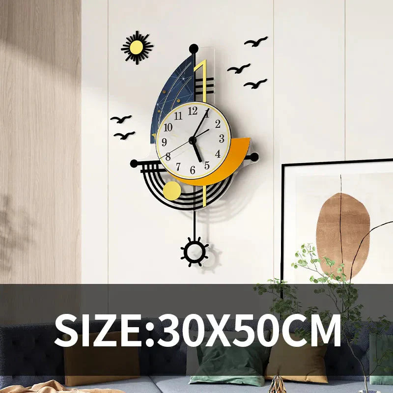 Avtoit | Decorative Wall Clock Navigation Sailboat Creative Design Clock Indoor Clock Decoration Living Room Background Wall Decor