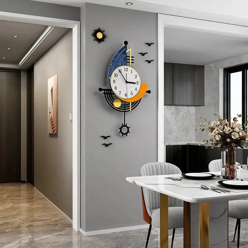 Avtoit | Decorative Wall Clock Navigation Sailboat Creative Design Clock Indoor Clock Decoration Living Room Background Wall Decor