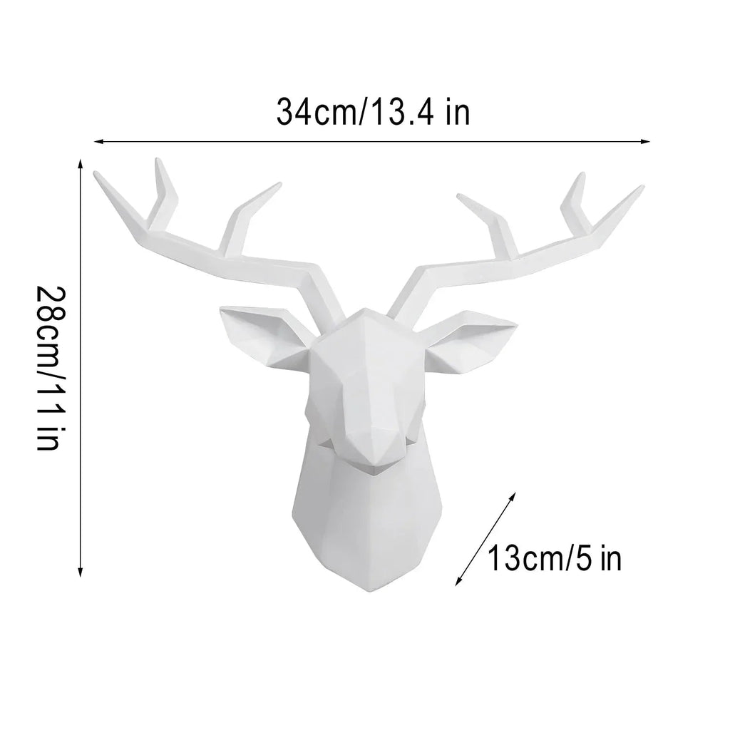 Avtoit | Deer Head Sculpture Animal Statue Figures Wall Hanging Creative Moose Art Antlers Statuette for Office Decor Wall Mounting