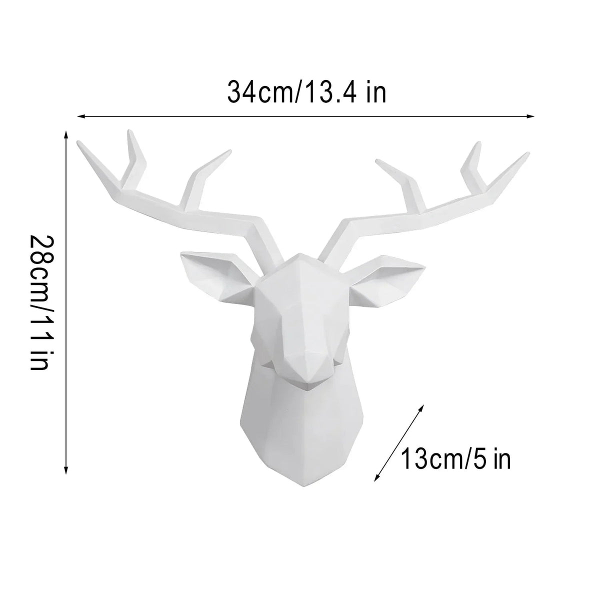 Avtoit | Deer Head Sculpture Animal Statue Figures Wall Hanging Creative Moose Art Antlers Statuette for Office Decor Wall Mounting