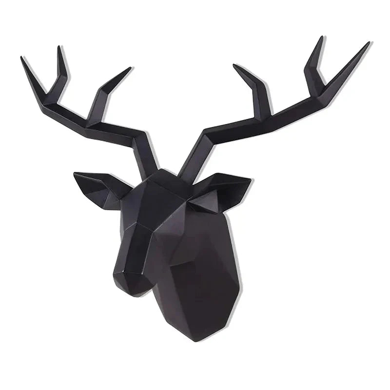 Avtoit | Deer Head Sculpture Animal Statue Figures Wall Hanging Creative Moose Art Antlers Statuette for Office Decor Wall Mounting