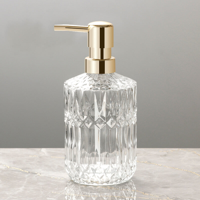Avtoit | CrystalFoam Glass Soap Dispenser | Diamond Pattern Design | Elegant Storage for Soap | Modern Bathroom Decor