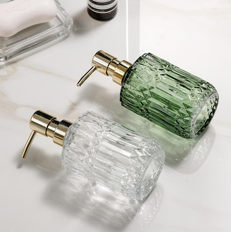 Avtoit | CrystalFoam Glass Soap Dispenser | Diamond Pattern Design | Elegant Storage for Soap | Modern Bathroom Decor