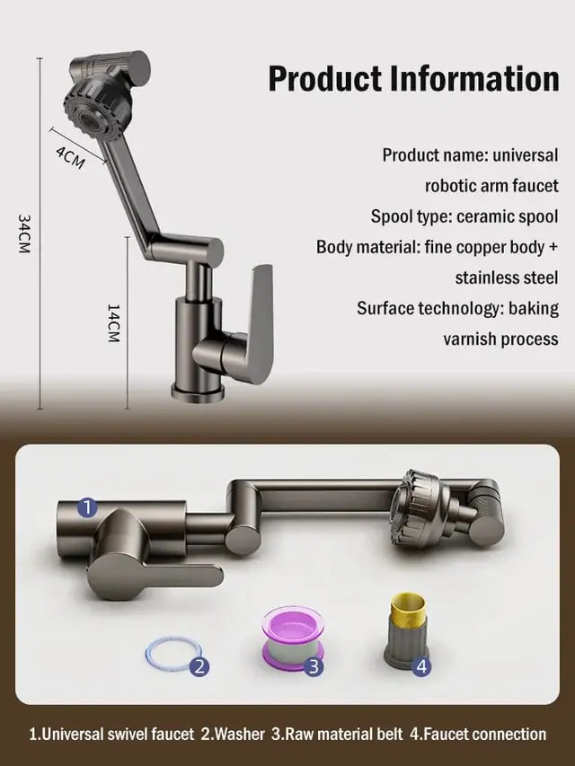 Avtoit | Redatable 1080° Faucet – Robot Arm Design & 2 Spray Types