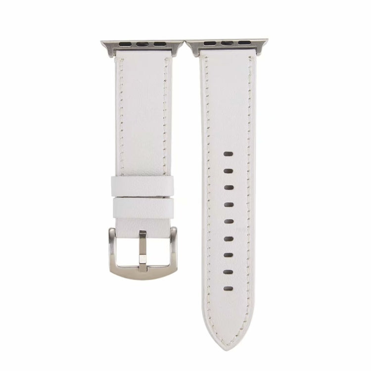 Avtoit | Calf Leather Genuine Leather Watch Band For Apple Watch Series 7 45mm / 6 & SE & 5 & 4 44mm / 3 & 2 & 1 42mm (White)