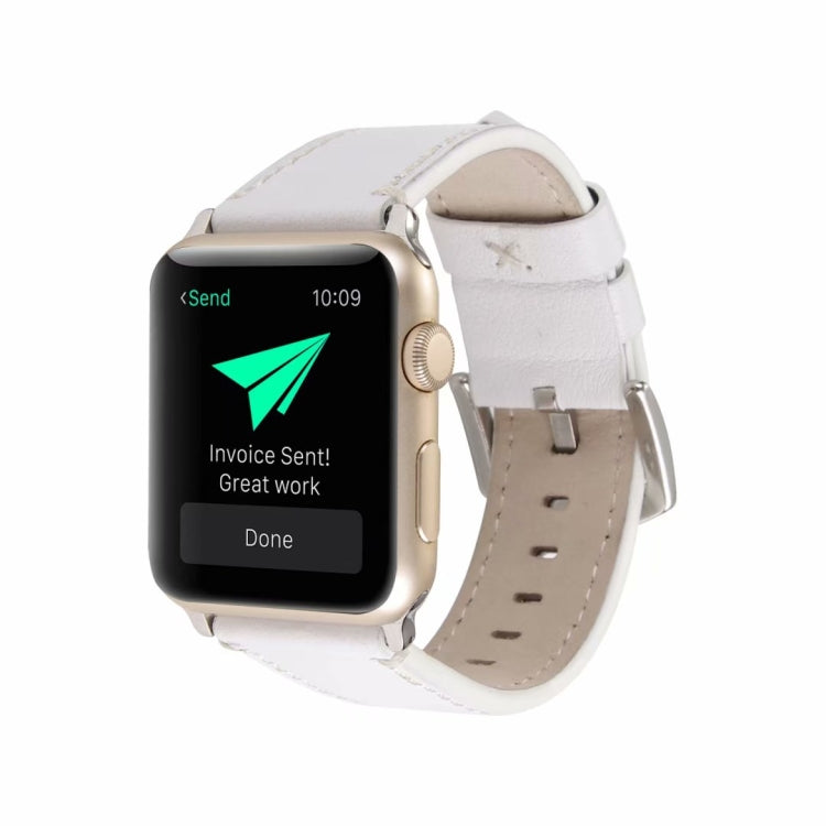 Avtoit | Calf Leather Genuine Leather Watch Band For Apple Watch Series 7 45mm / 6 & SE & 5 & 4 44mm / 3 & 2 & 1 42mm (White)