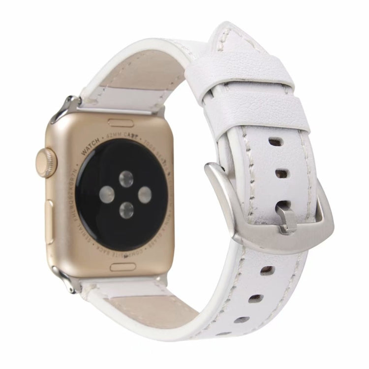 Avtoit | Calf Leather Genuine Leather Watch Band For Apple Watch Series 7 45mm / 6 & SE & 5 & 4 44mm / 3 & 2 & 1 42mm (White)