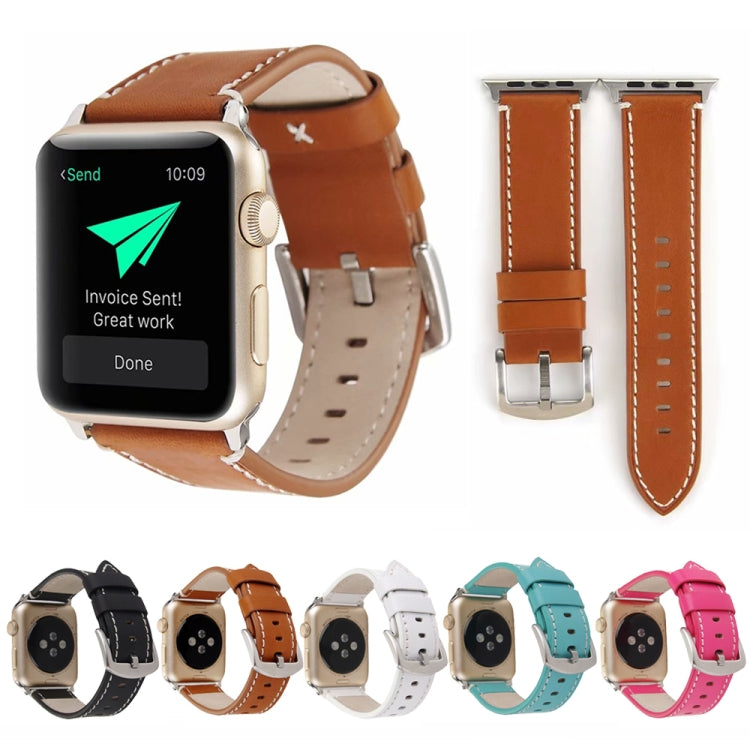 Avtoit | Calf Leather Genuine Leather Watch Band For Apple Watch Series 7 45mm / 6 & SE & 5 & 4 44mm / 3 & 2 & 1 42mm (White)