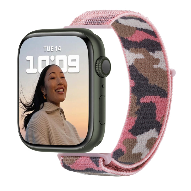 Avtoit | Frerndorf | Nylon Loop Watch Band for Apple Watch Ultra 49mm & Watch Ultra 2 49mm / Series 9 & 8 & 7 45mm / SE 3 & SE 2 & 6 & SE & 5 & 4 44mm / 3 & 2 & 1 42mm (Pink Camouflage)