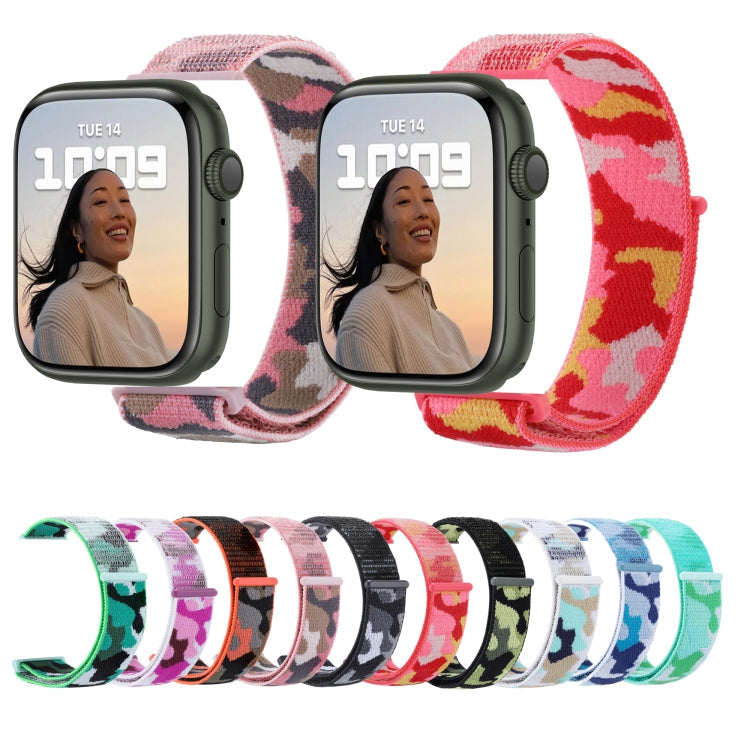 Avtoit | Frerndorf | Nylon Loop Watch Band for Apple Watch Ultra 49mm & Watch Ultra 2 49mm / Series 9 & 8 & 7 45mm / SE 3 & SE 2 & 6 & SE & 5 & 4 44mm / 3 & 2 & 1 42mm (Pink Camouflage)