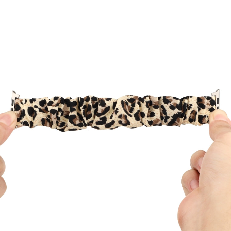 Avtoit | For Apple Watch Series 9&8&7 41mm / SE 3&SE 2&6&SE&5&4 40mm / 3&2&1 38mm Fabric + Stainless Steel Hair Ring Watch Band (Leopard Pattern)