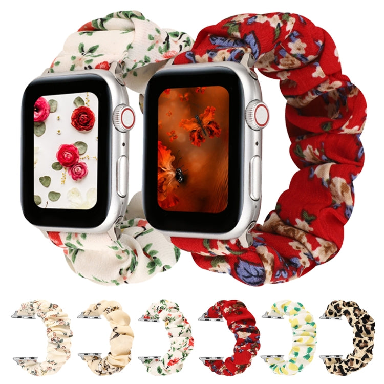 Avtoit | For Apple Watch Series 9&8&7 41mm / SE 3&SE 2&6&SE&5&4 40mm / 3&2&1 38mm Fabric + Stainless Steel Hair Ring Watch Band (Leopard Pattern)