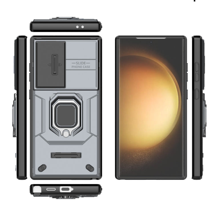 Avtoit | For Samsung Galaxy S24 Ultra 5G Sliding Camshield TPU + PC Shockproof Phone Case with Holder (Gray)