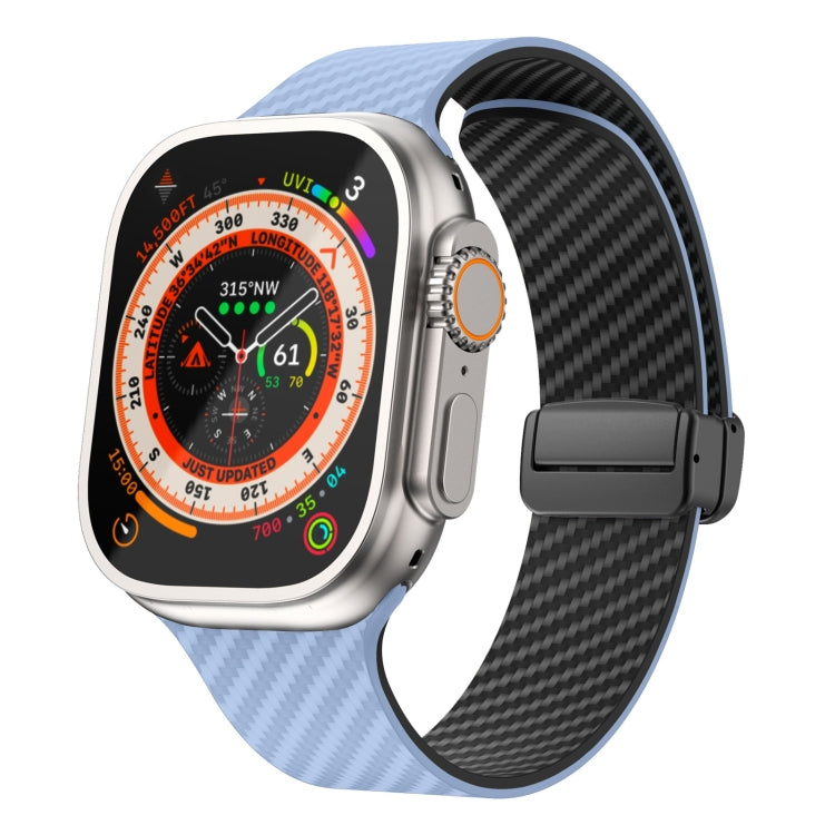 Avtoit | For Apple Watch Ultra 2 49mm Carbon Fiber Magnetic Black Buckle Bracelet (Light Blue Black)