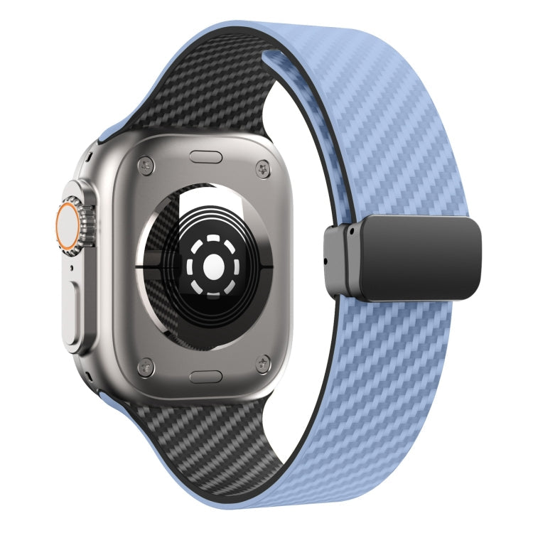 Avtoit | For Apple Watch Ultra 2 49mm Carbon Fiber Magnetic Black Buckle Bracelet (Light Blue Black)
