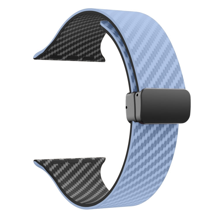 Avtoit | For Apple Watch Ultra 2 49mm Carbon Fiber Magnetic Black Buckle Bracelet (Light Blue Black)