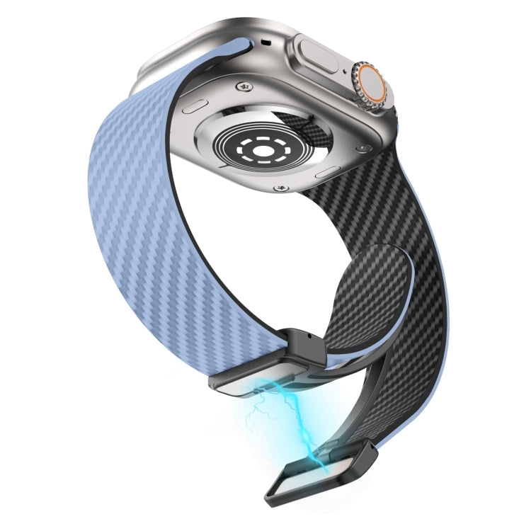 Avtoit | For Apple Watch Ultra 2 49mm Carbon Fiber Magnetic Black Buckle Bracelet (Light Blue Black)