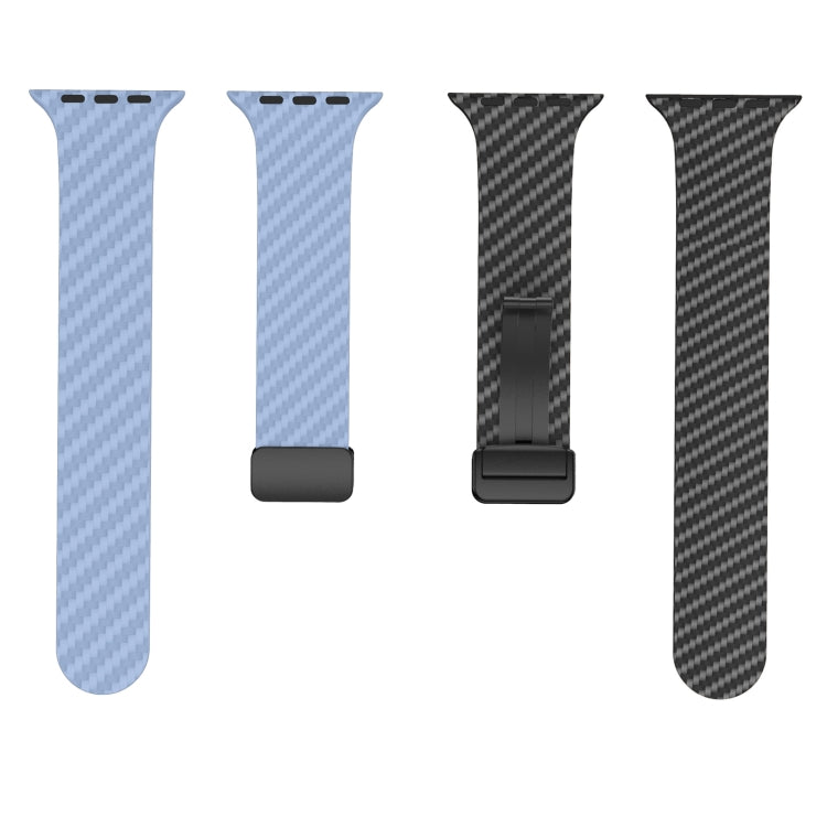 Avtoit | For Apple Watch Ultra 2 49mm Carbon Fiber Magnetic Black Buckle Bracelet (Light Blue Black)