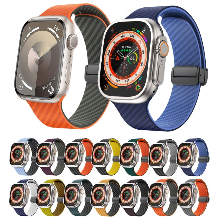Avtoit | For Apple Watch Ultra 2 49mm Carbon Fiber Magnetic Black Buckle Bracelet (Light Blue Black)