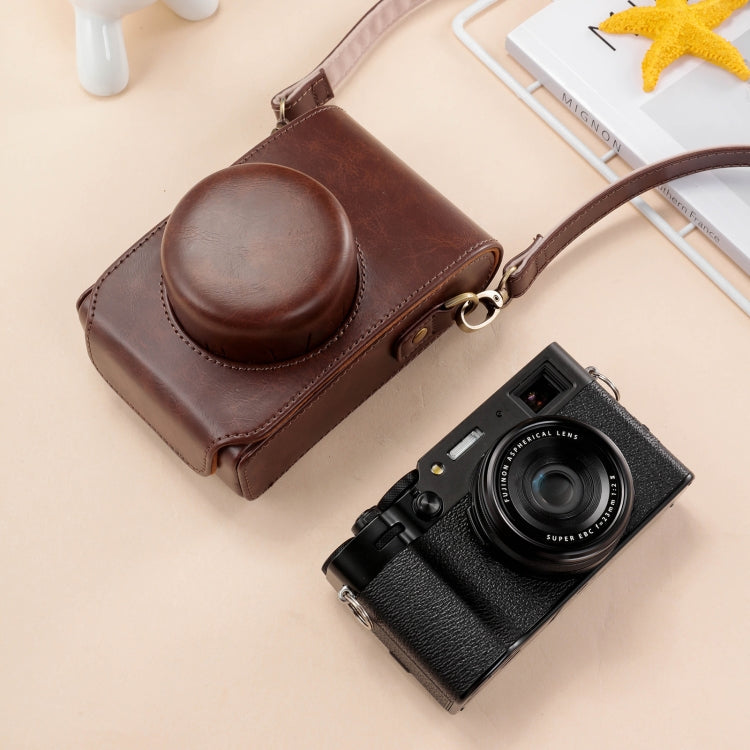 Avtoit | For FUJIFILM X100VI Full Body Leather Camera Case Bag with Strap (Coffee)