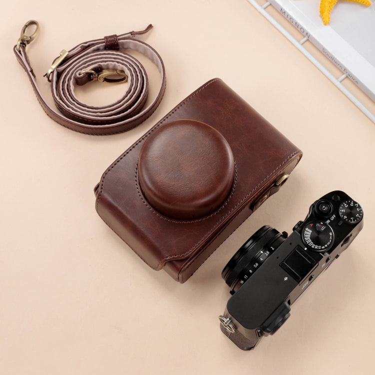 Avtoit | For FUJIFILM X100VI Full Body Leather Camera Case Bag with Strap (Coffee)
