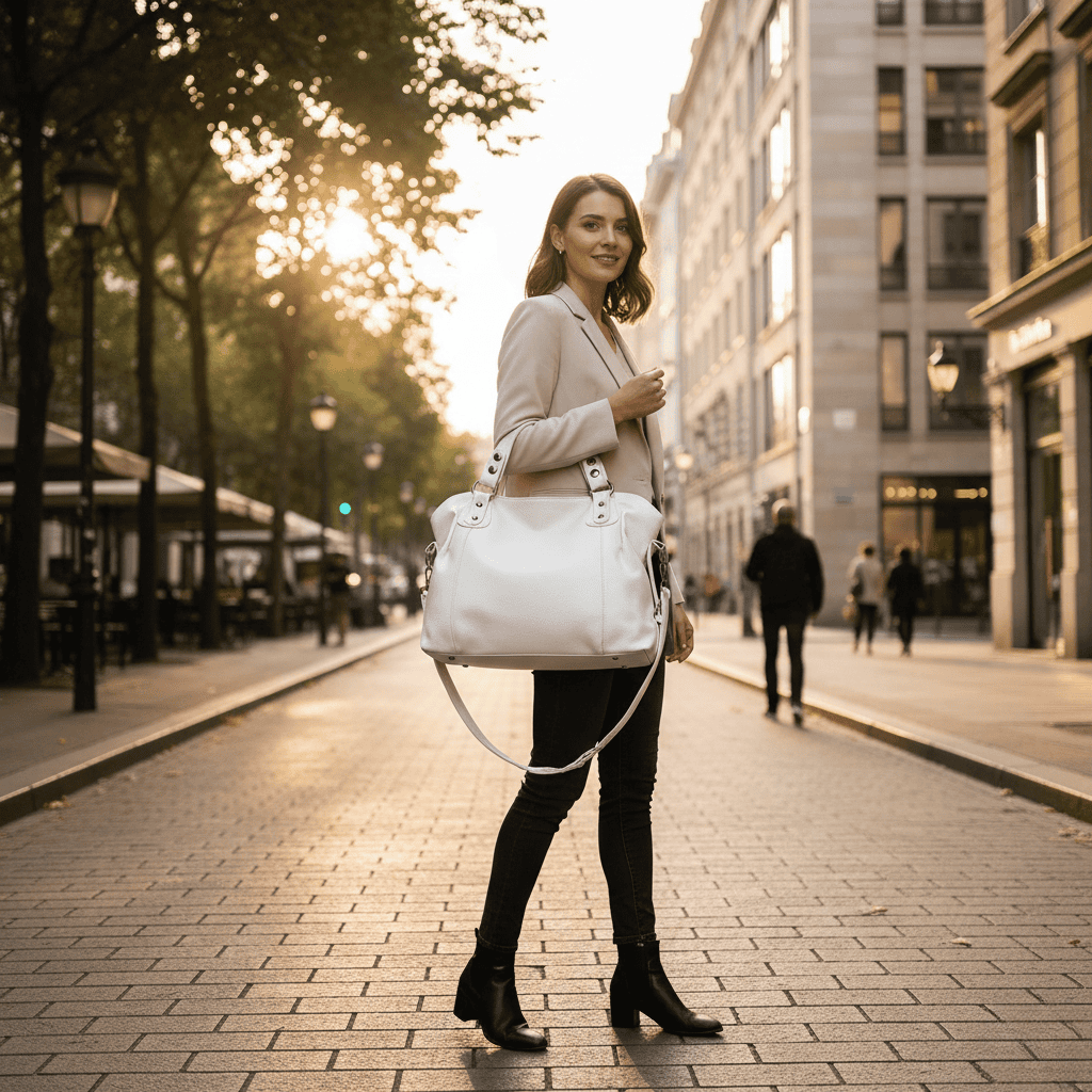 Avtoit | Retro-inspired tote bag with smooth faux leather and classic seam detailing