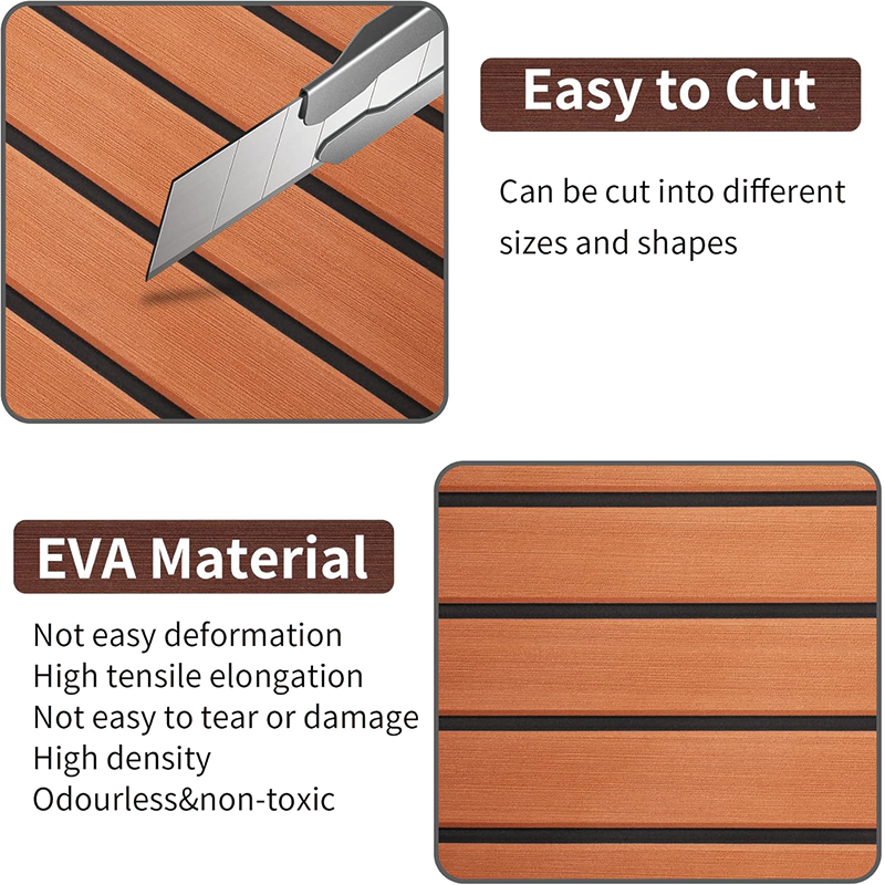 Avtoit | 94.5''x36'' EVA Foam Teak Floor Decking Sheet,Non-Skid-Self-Adhesive Flooring Synthetic Deck,Marine Yacht RV Boat Flooring Mats